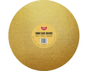 Gold Glitter 10" Round Cake Board - 6mm thick