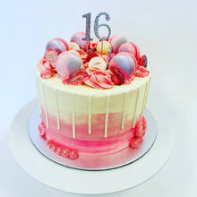 Load image into Gallery viewer, Water Colour Macaron Drip Cake