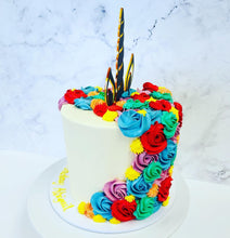 Load image into Gallery viewer, Rainbow Coloured Unicorn Cake