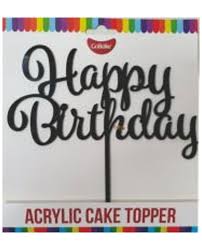 Black 'Happy Birthday' Cake Topper