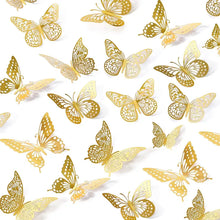 Load image into Gallery viewer, 3D Metallic Butterflies (Gold, Rose Gold or Silver)
