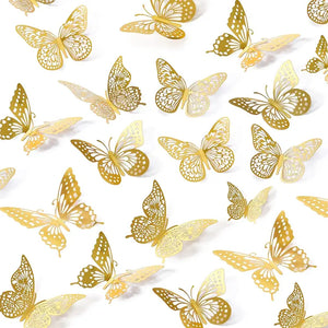 3D Metallic Butterflies (Gold, Rose Gold or Silver)