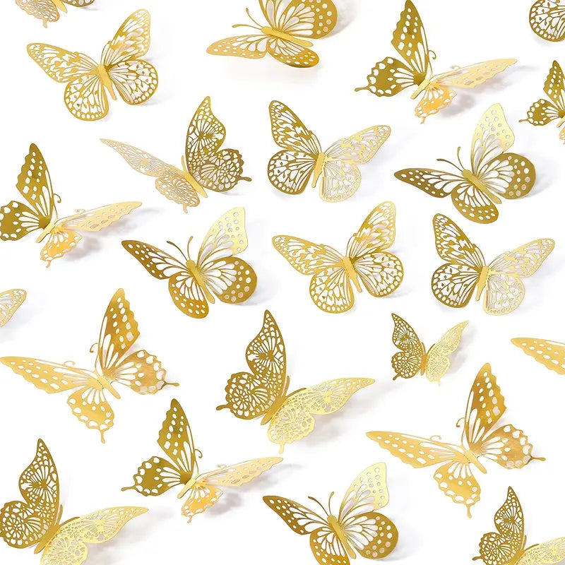 3D Metallic Butterflies (Gold, Rose Gold or Silver)
