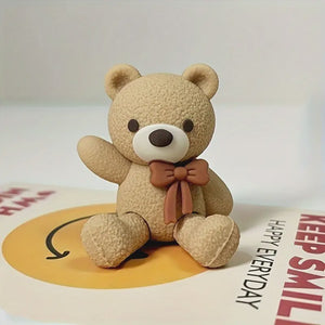 Teddy Bear Cake Topper - Brown Bow
