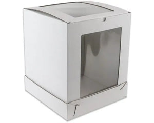 14"x14"x16" White Tall Corrugated Window Cake Box Sets (Two Piece)
