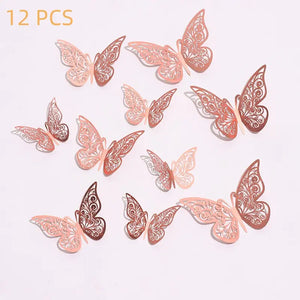 3D Metallic Butterflies (Gold, Rose Gold or Silver)