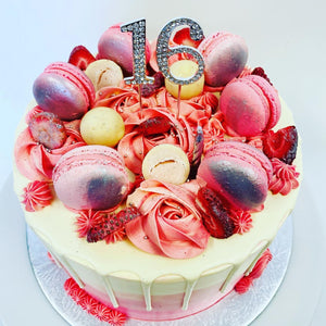 Water Colour Macaron Drip Cake