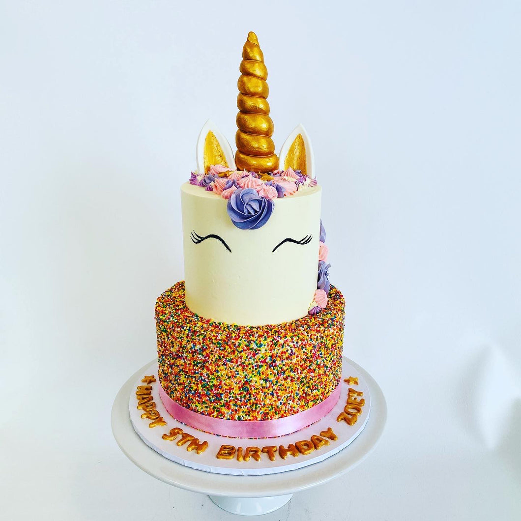 2 Tier Sprinkle Unicorn Cake