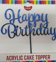 Blue 'Happy Birthday' Cake Topper