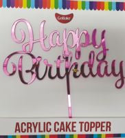 Pink 'Happy Birthday' Cake Topper
