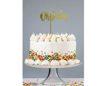 Load image into Gallery viewer, Gold acrylic &#39;Oh Baby&#39; Cake Topper
