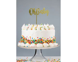 Gold acrylic 'Oh Baby' Cake Topper