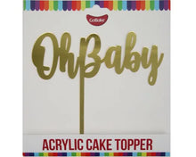 Load image into Gallery viewer, Gold acrylic &#39;Oh Baby&#39; Cake Topper
