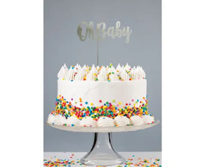 Silver acrylic 'Oh Baby' Cake topper