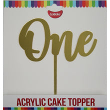 Load image into Gallery viewer, Gold acrylic &#39;One&#39; Cake Topper
