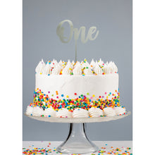 Load image into Gallery viewer, Silver acrylic &#39;One&#39; Cake Topper
