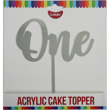 Silver acrylic 'One' Cake Topper