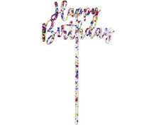 Load image into Gallery viewer, GoBake Small &#39;Happy Birthday&#39; Rainbow glitter cake topper
