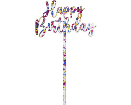 GoBake Small 'Happy Birthday' Rainbow glitter cake topper