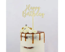 Load image into Gallery viewer, GoBake Small &#39;Happy Birthday&#39; Gold Cake Topper
