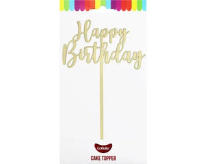GoBake Small 'Happy Birthday' Gold Cake Topper