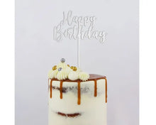Load image into Gallery viewer, GoBake Small &#39;Happy Birthday&#39; Silver Cake Topper
