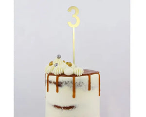 Gold Acrylic '3' Cake Topper