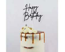 Load image into Gallery viewer, GoBake Small &#39;Happy Birthday&#39; Elegant Black Cake Topper
