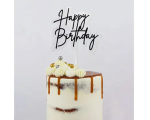 GoBake Small 'Happy Birthday' Elegant Black Cake Topper