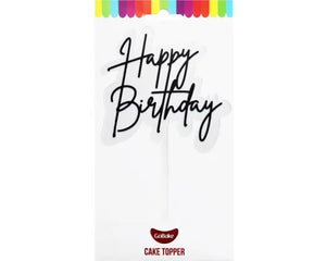 GoBake Small 'Happy Birthday' Elegant Black Cake Topper