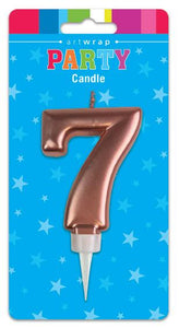 Large Rose Gold Number '7' Candle