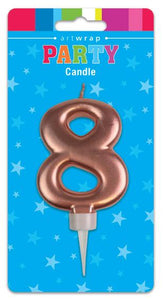 Large Rose Gold Number '8' Candle