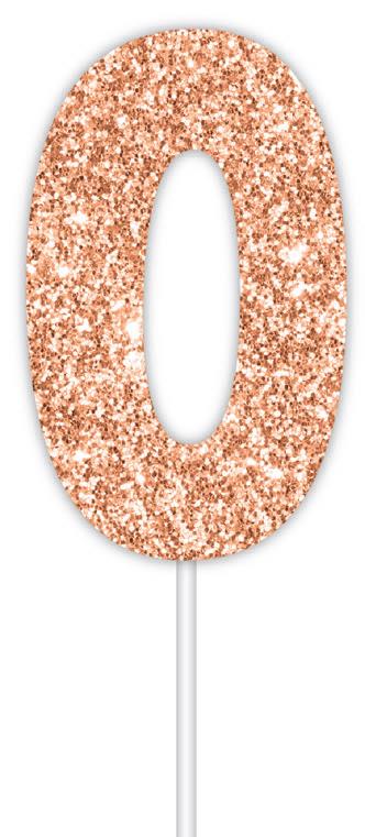 Rose Gold Number 0 Cake Topper