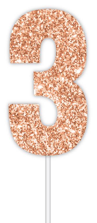 Rose Gold Number 3 Cake Topper