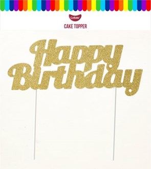 Gold Card 'Happy Birthday' Cake Topper