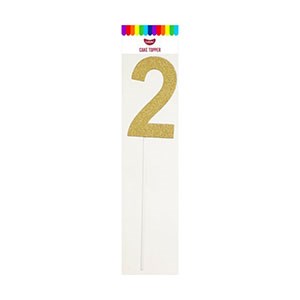 Gold Number 2 Cake Topper