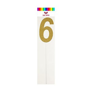 Gold Number 6 Cake Topper