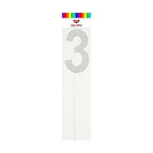 Silver Number 3 Cake Topper