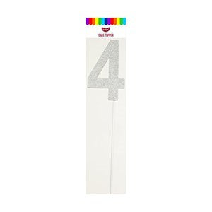 Silver Number 4 Cake Topper