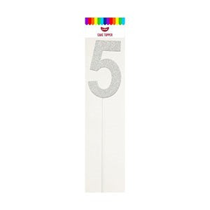 Silver Number 5 Cake Topper
