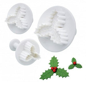 Holly 3 Leaf plunger cutters - set of 3
