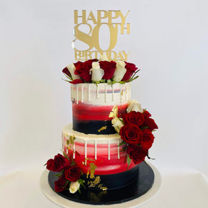 Ombre Drip Cake with Roses