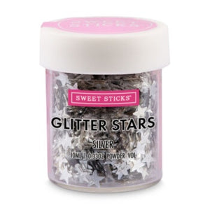 Sweet Sticks Edible Glitter Stars - Silver