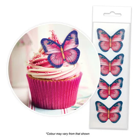 Pink & Purple Butterfly Wafer Toppers - Pack of 16
