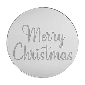 Merry Christmas round mirror silver topper