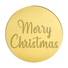 Load image into Gallery viewer, Merry Christmas round mirror gold topper
