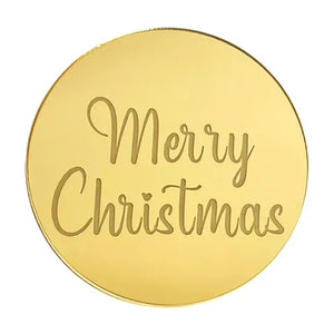 Merry Christmas round mirror gold topper