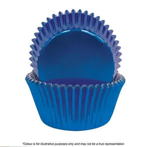 Cake Craft Blue Foil Baking Cups