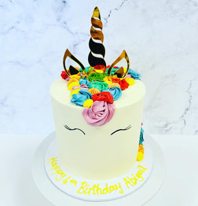 Rainbow Coloured Unicorn Cake