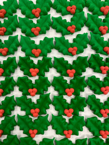 Holly Leaves with Berries - Bag of 5